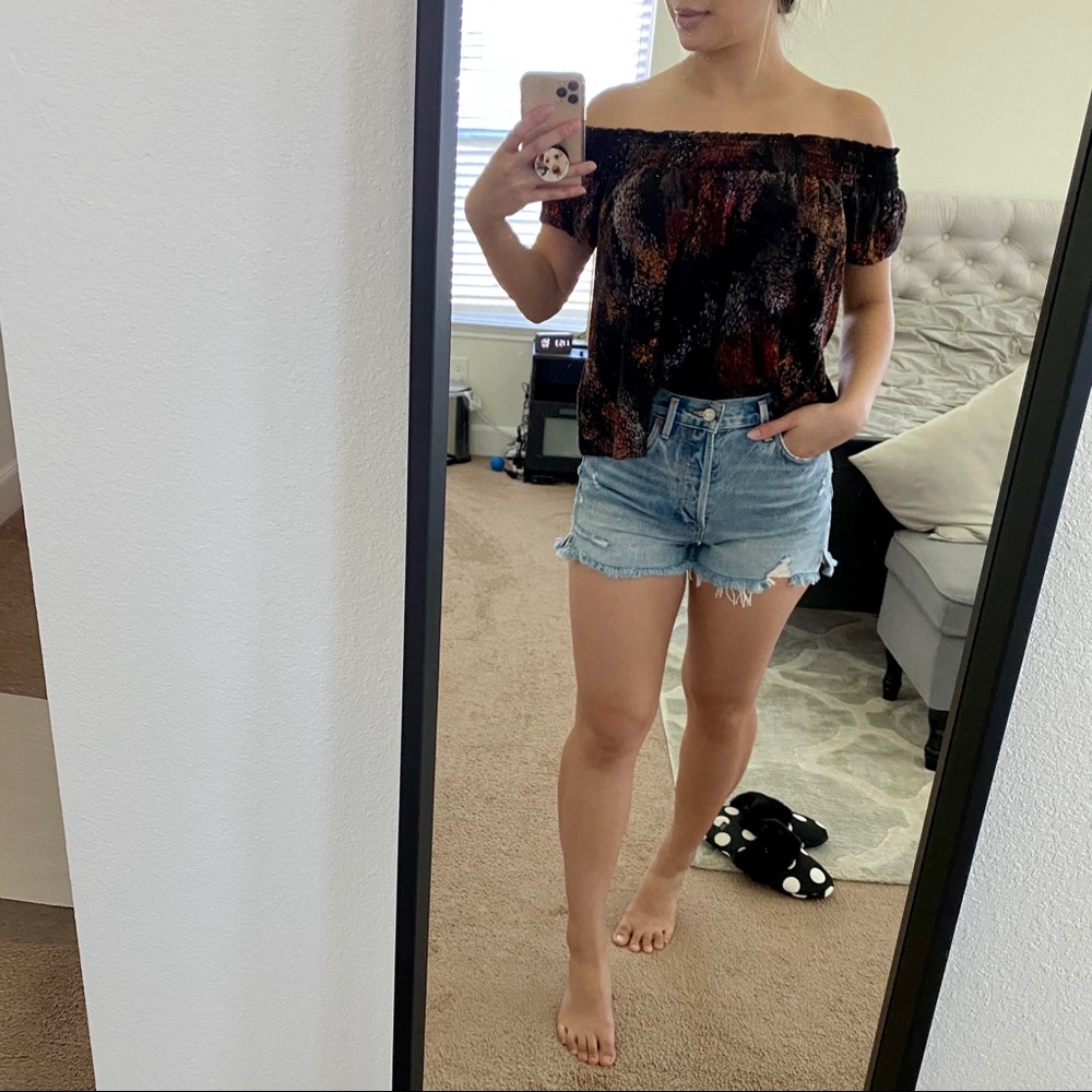 ARITZIA TALULA Printed Off-the-Shoulder Blouse S